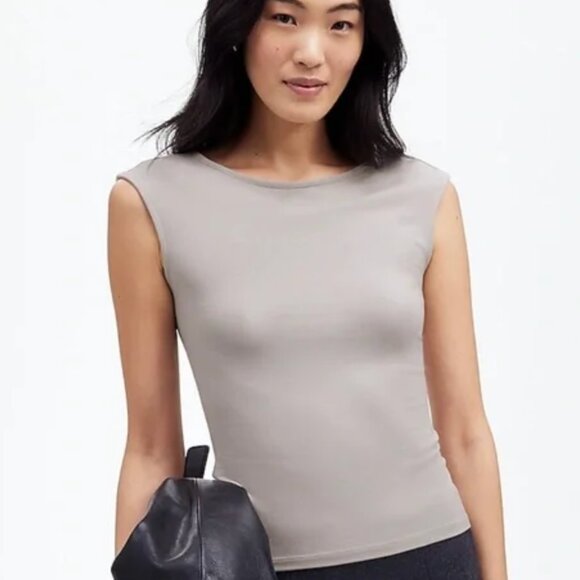 Madewell Tops - Madewell Scoopneck Cap Sleeve Tee Gray Silver S